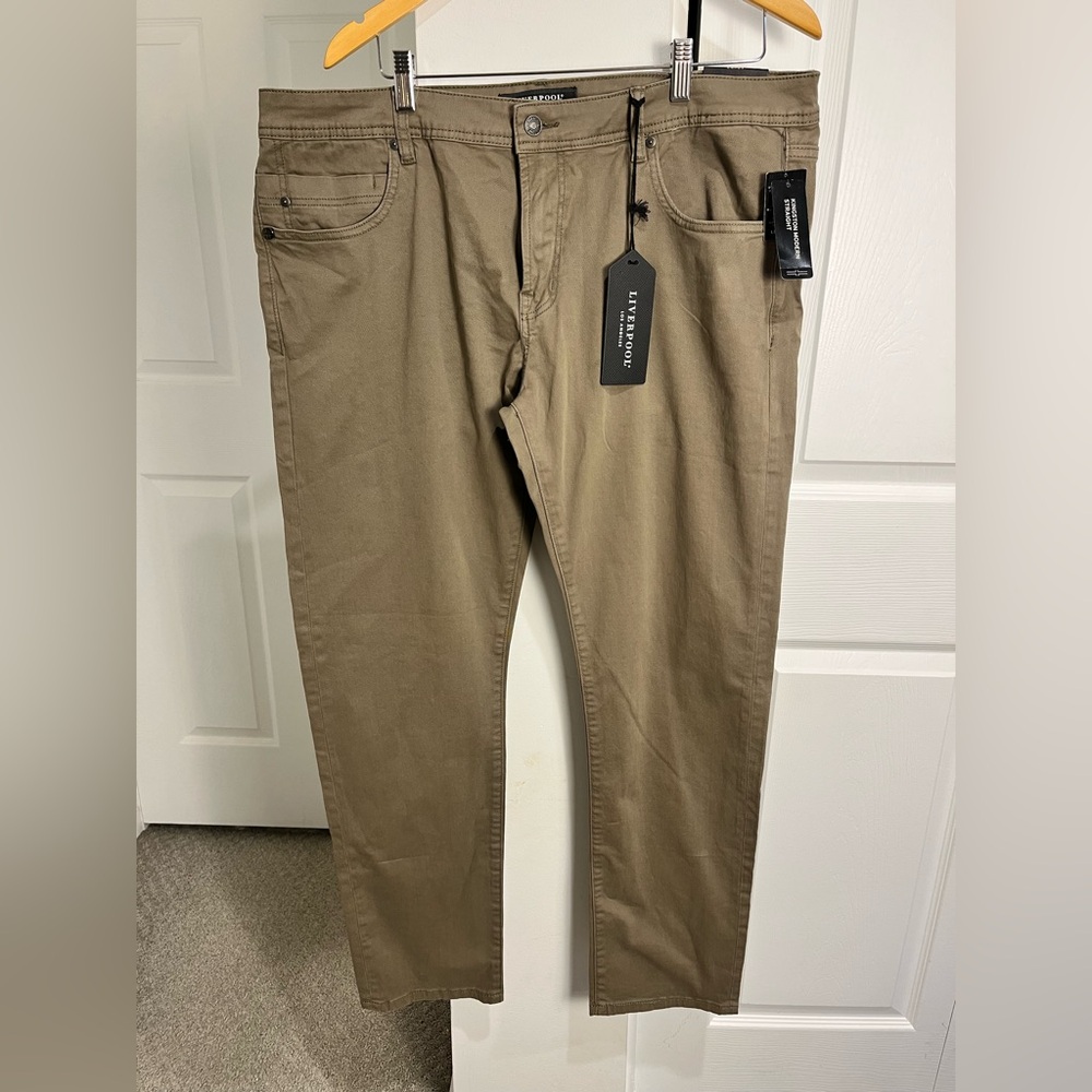 Liverpool Jeans Mens Size 40W X 32L Kingston Straight Military Green Stretch NWT